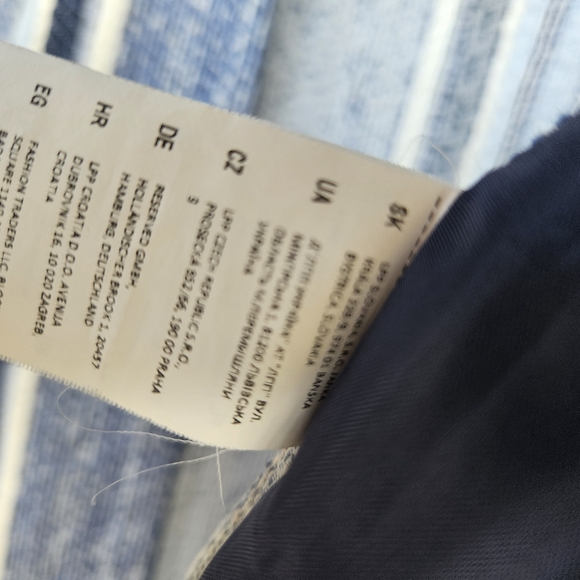 ltalian Fabric Striped Open Front Blazer Jacket Blue White Size 38 - Picture 11 of 11